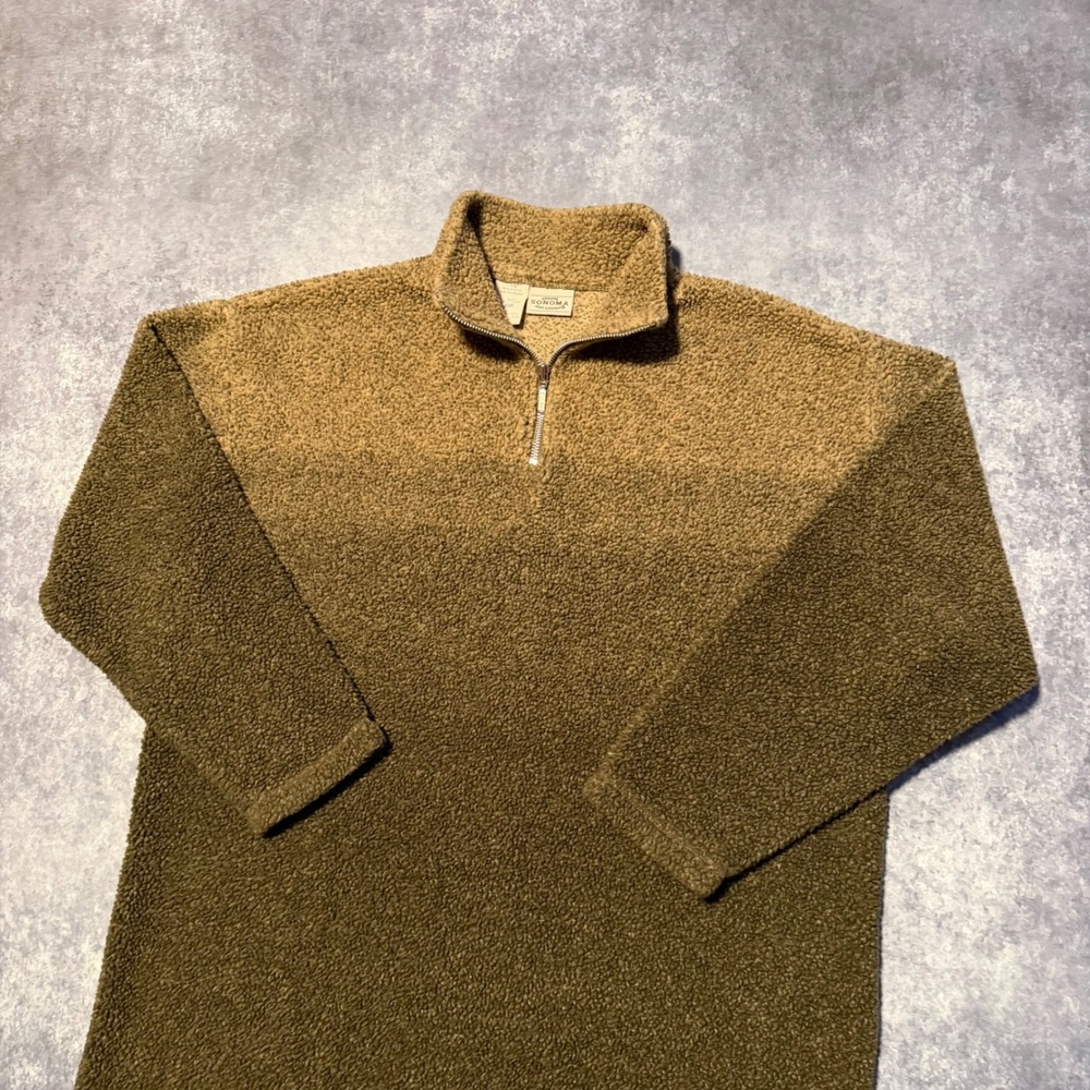 Vintage Sonoma‎ Women's Deep Pile Fleece Pullover Sweater Gradient Brown Large
